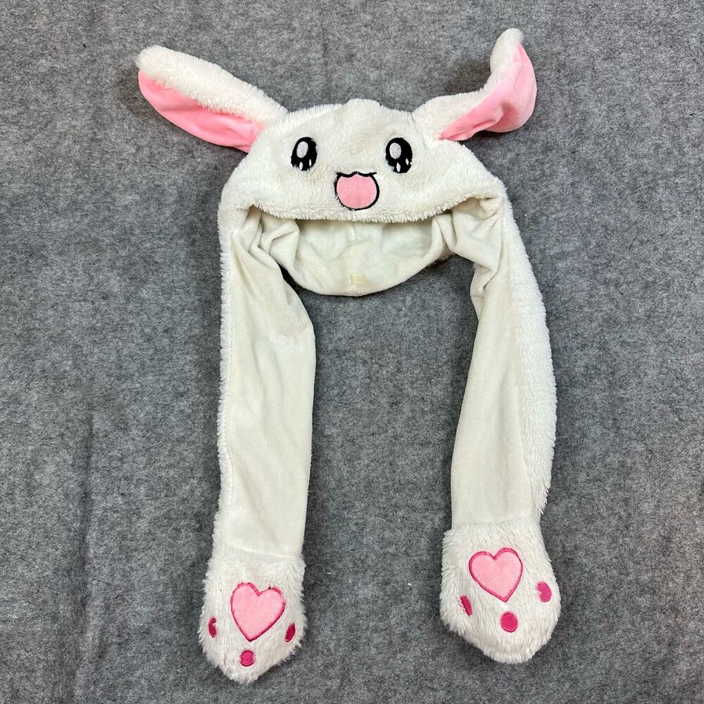 Rabbit Ears Movable Hat Cute Trendy Animal Bunny White Moving Ear Flapping